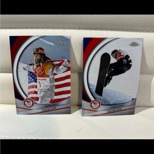 2026 Topps Chrome Winter Olympics CHLOE KIM #16 & 116-Red White Blue Refractor
